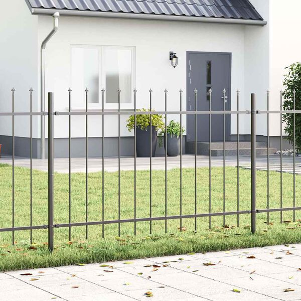 vidaXL Garden Fence Gray 5.1 x 0.8 m Powder-coated steel