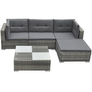 vidaXL Garden Furniture Set Gray PE Rattan Medium Modular