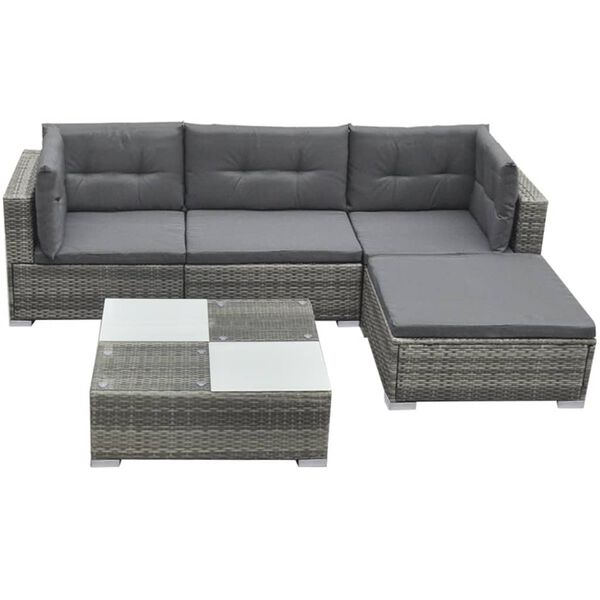 vidaXL Garden Furniture Set Gray PE Rattan Medium Modular