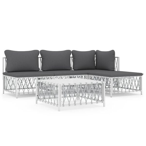 vidaXL Garden Lounge Set White, Dark grey