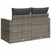 vidaXL Garden Sofa Grey PE rattan, powder-coated steel, polyester 2-seater