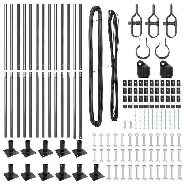 vidaXL Fence Post 13 pcs Grey Steel