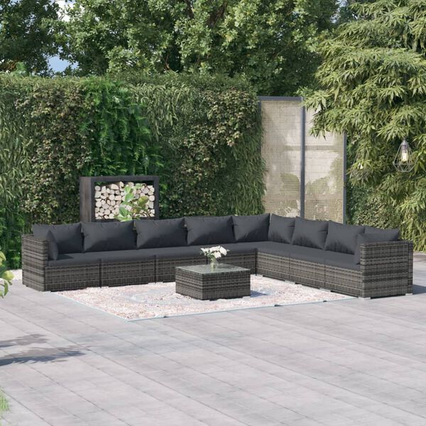 vidaXL Garden Lounge Set Grey PE rattan Large Modular