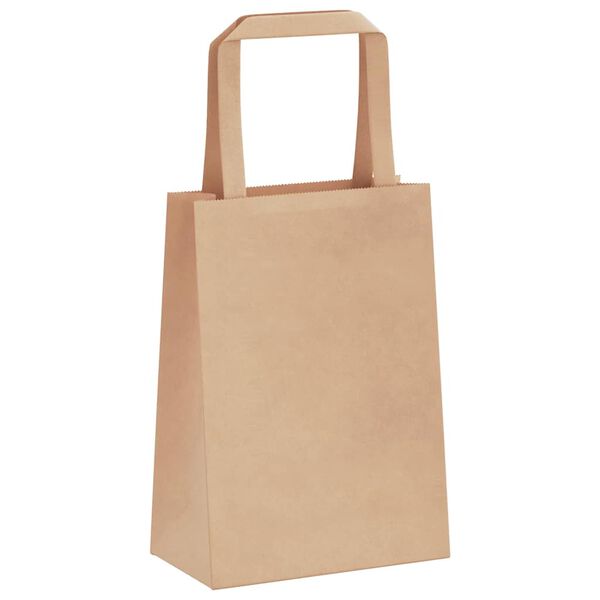 vidaXL Paper Bags 250 pcs with Handles Brown 15x8x21 cm
