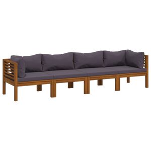 vidaXL Wooden Lounge Set Dark Grey Solid Acacia wood 4-Seater Modular