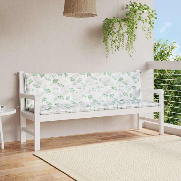 vidaXL Garden Bench Cushion Set of 2 Leaf Pattern 100% Polyester