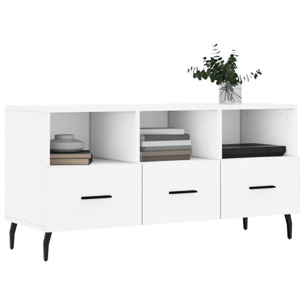 vidaXL TV Cabinet White Engineered Wood Medium TV Cabinet Rectangular