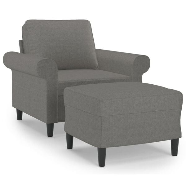 vidaXL Sofa Chair With Footstool Dark Grey