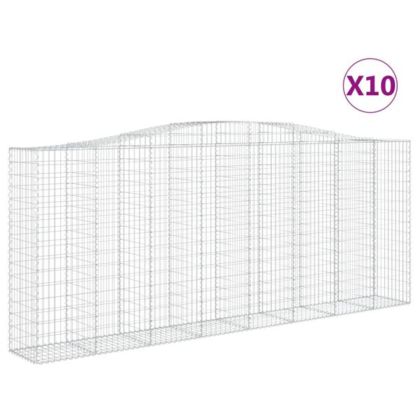 vidaXL Gabion Basket Set of 10 Silver Galvanized iron Large Durable