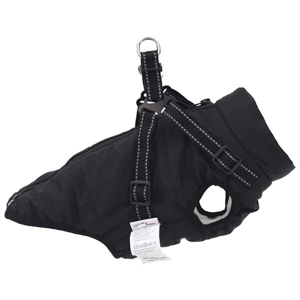 vidaXL Dog Coat Black Polyester, fleece S Waterproof materials