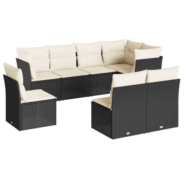 vidaXL Garden Sofa Set Black, Cream
