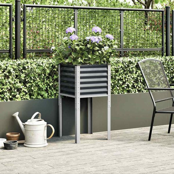vidaXL Garden Planter Anthracite Steel 17.7x17.7x34.6 in Durable