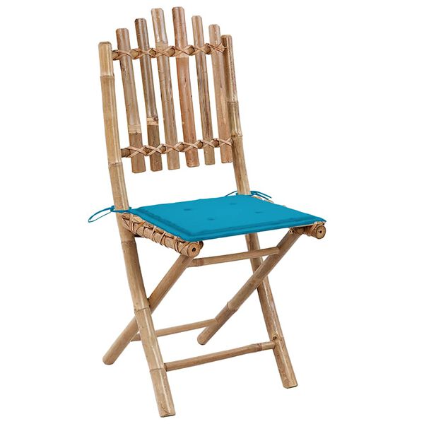 vidaXL Folding Patio Chairs 2 pcs with Cushions Bamboo