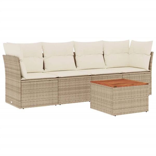 vidaXL Garden Sofa Set Beige PE rattan Modular Garden Sofa Set