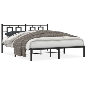 vidaXL Bed Frame Black Powder-Coated Steel King Bed Frame Rectangular
