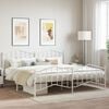 vidaXL Bed Frame White Steel 78.7 x 78.7 in Bed Frame Rectangular