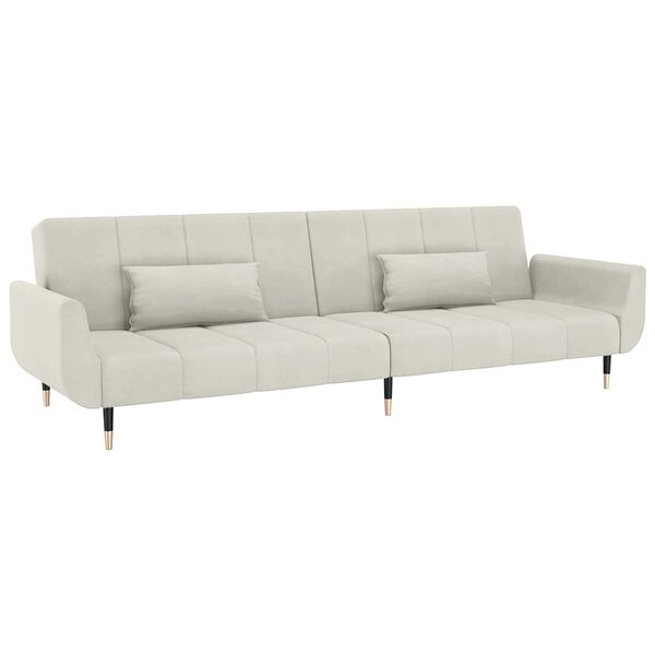 vidaXL Sofa Bed Cream Velvet, wood, metal Large