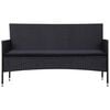 vidaXL Sofa Set Black PE (polyethylene) rattan Medium Removable Covers
