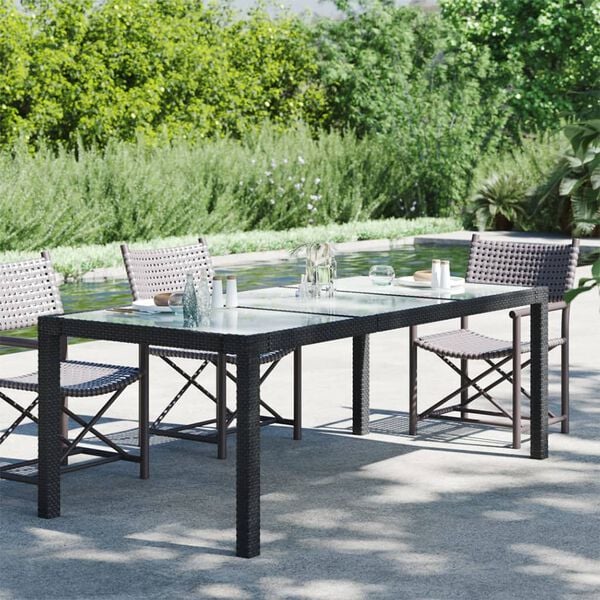 vidaXL Garden Table Black Poly rattan Large Durable Garden Table