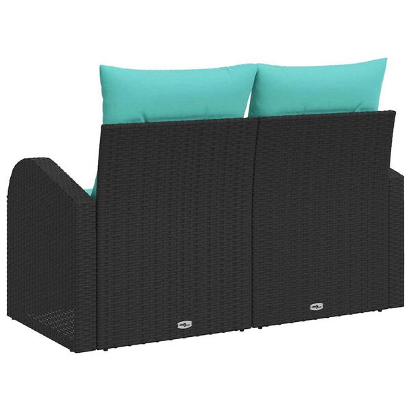 vidaXL Garden Sofa Black 124 x 62 x 85 cm poly rattan