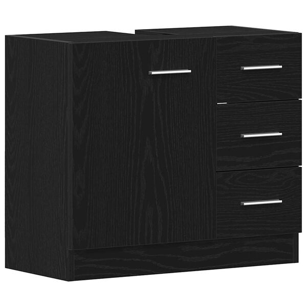vidaXL Sink Cabinet Black Oak Engineered Wood Medium Sink Cabinet