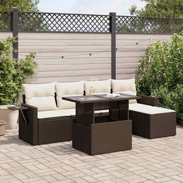vidaXL Garden Sofa Set Brown, Cream White