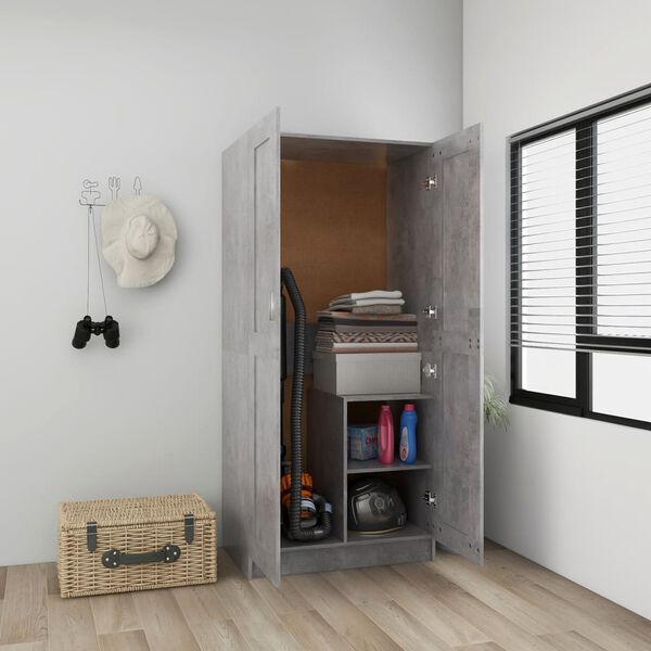 vidaXL Wardrobe Concrete Grey Engineered Wood Compact Wardrobe