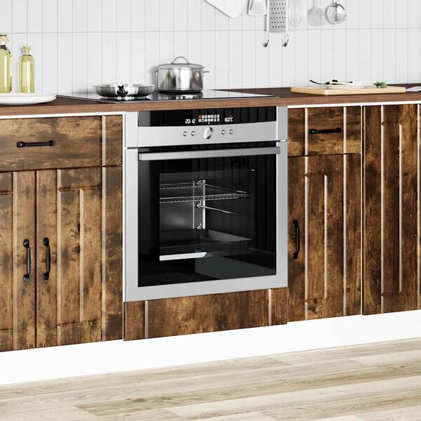 vidaXL Oven Cabinet Smoked Oak Engineered Wood Compact Adjustable Feet