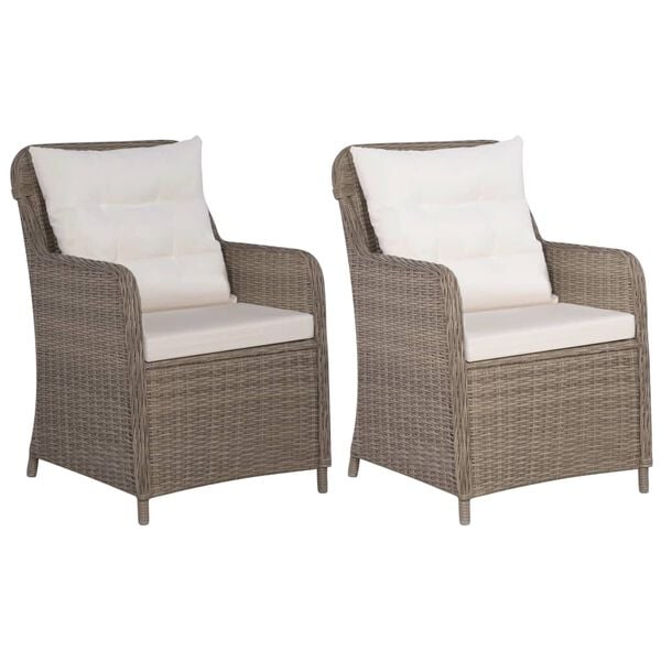 vidaXL Armchair Set of 2 Brown and cream white
