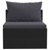 vidaXL Garden Sofa Black Poly Rattan, Powder-Coated Steel, Polyester