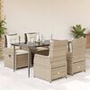 vidaXL 5 Piece Patio Dining Set with Cushions Beige Poly Rattan