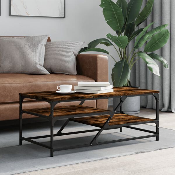 vidaXL Coffee Table Smoked Oak Engineered Wood, Metal Medium