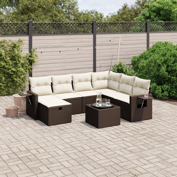 vidaXL Garden Sofa Set Brown Poly Rattan Large Modular Garden Sofa Set