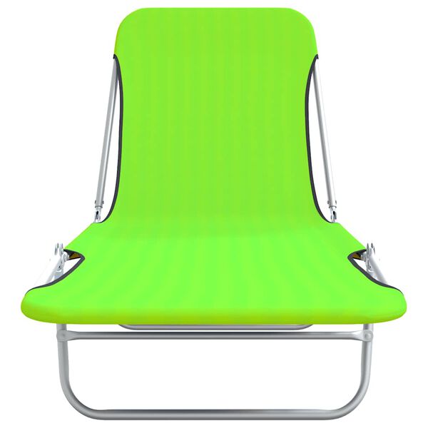 vidaXL Sunlounger Set of 2 Green Powder-coated steel and Oxford fabric