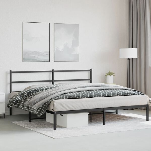 vidaXL Bed Frame Black Steel Full Bed Frame Rectangular Modern