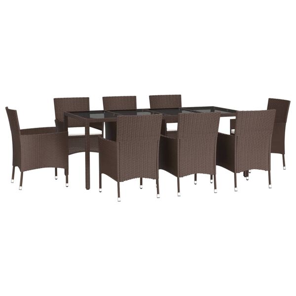 vidaXL Patio Dining Set Set of 8 Brown