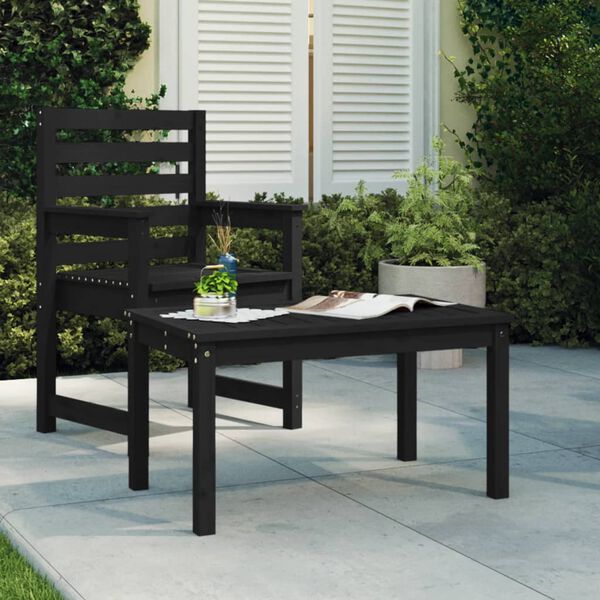 vidaXL Garden Table Black Solid Pine Wood Medium Lightweight