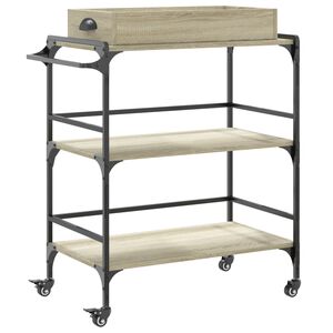 vidaXL Kitchen Trolley Sonoma Oak 32.1"x16.1"x36.4" Engineered Wood