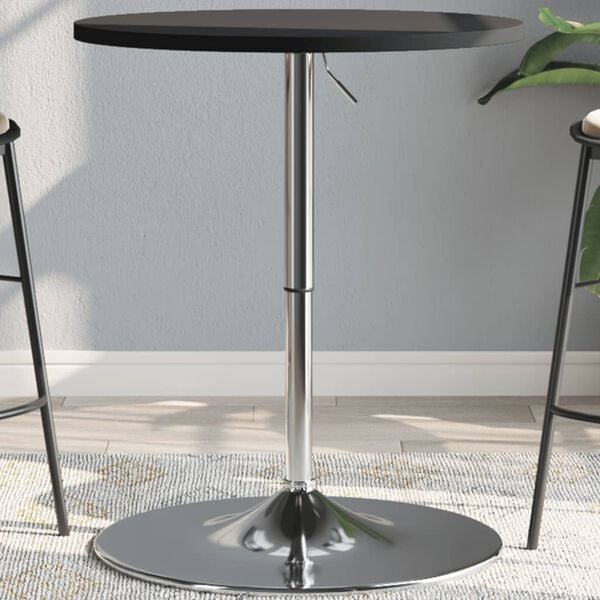 vidaXL Bar Table Black Engineered wood, Chromed steel Standard Bar Table