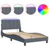 vidaXL Bed Frame with LED without Mattress "Hanko" Dark Gray 39.4"x79.9" Velvet