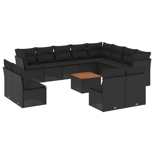 vidaXL Garden Sofa Set Black and brown