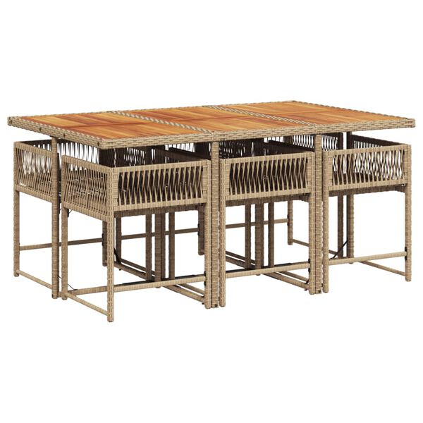vidaXL Garden Dining Set Beige and Brown