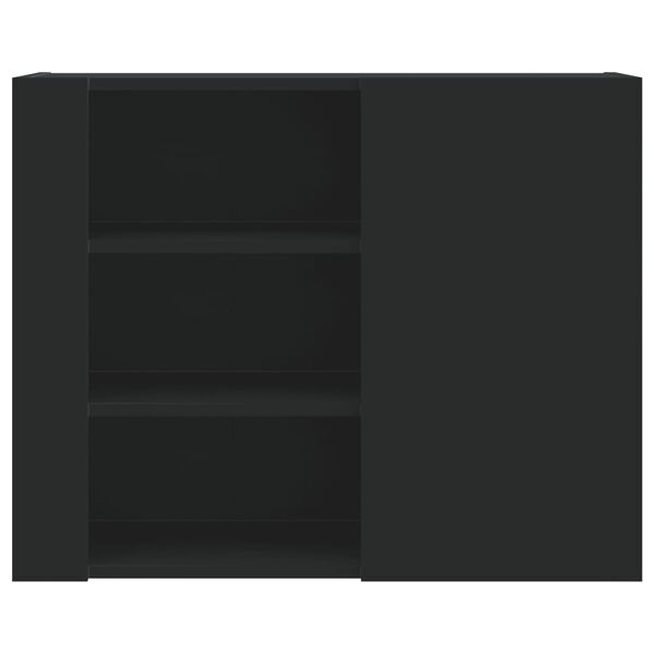 vidaXL Wall Cabinet Black Engineered Wood Medium Wall Cabinet