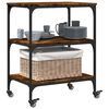 vidaXL Kitchen Trolley Smoked Oak 23.6"x16.1"x29.9" Engineered Wood