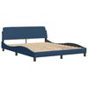 vidaXL Bed Frame Blue Polyester, Metal, Solid Pine Wood, Plywood Queen