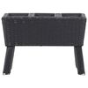 vidaXL Garden Raised Bed with Legs and 3 Pots 28.3"x9.8"x19.7" Poly Rattan Black