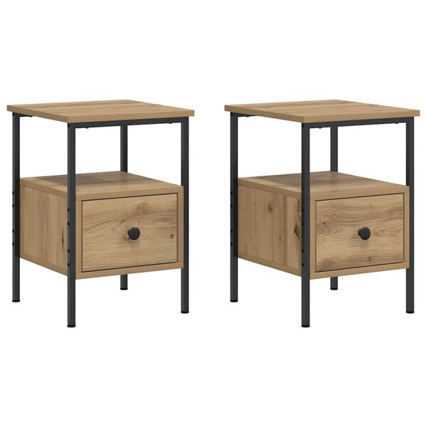 vidaXL Bedside Cabinet Set of 2 Artisan Oak Engineered wood Compact