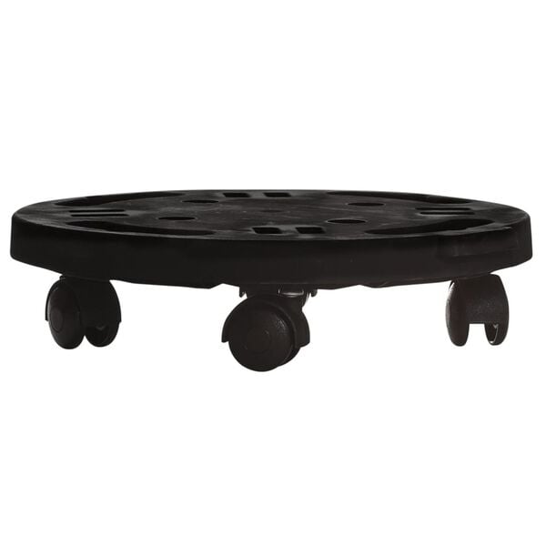 vidaXL Plant Trolley Set of 2 Black Polypropylene Diameter 11.8 in