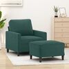 vidaXL Sofa Chair with Footstool Dark Green 23.6" Velvet