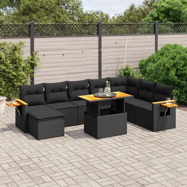 vidaXL Garden Sofa Set Black